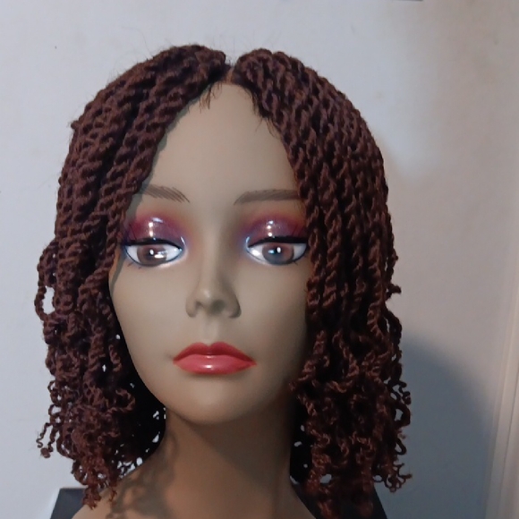 Elegant Full Lace Brown Twisted Hair Wig